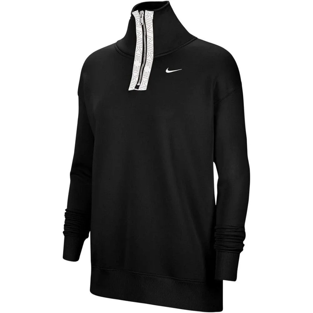 Nike‎ Women's Therma 1/2-Zip Graphic Training Crew CU5710-011 Size M Black/White